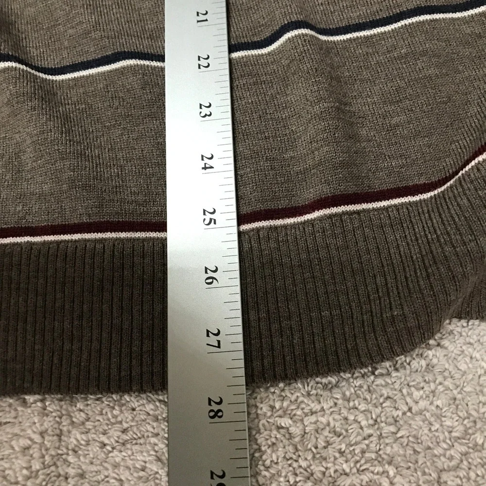 Banana Republic Sweater Mens XXL Brown Striped 100% Merino Wool Crewneck